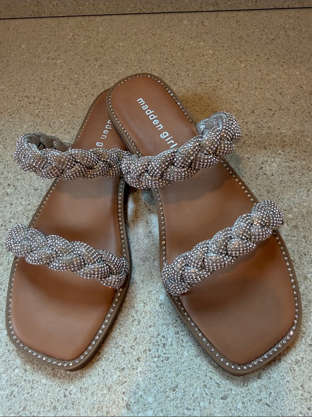 Madden Girl sandals size 7, sparkle straps across the instep.